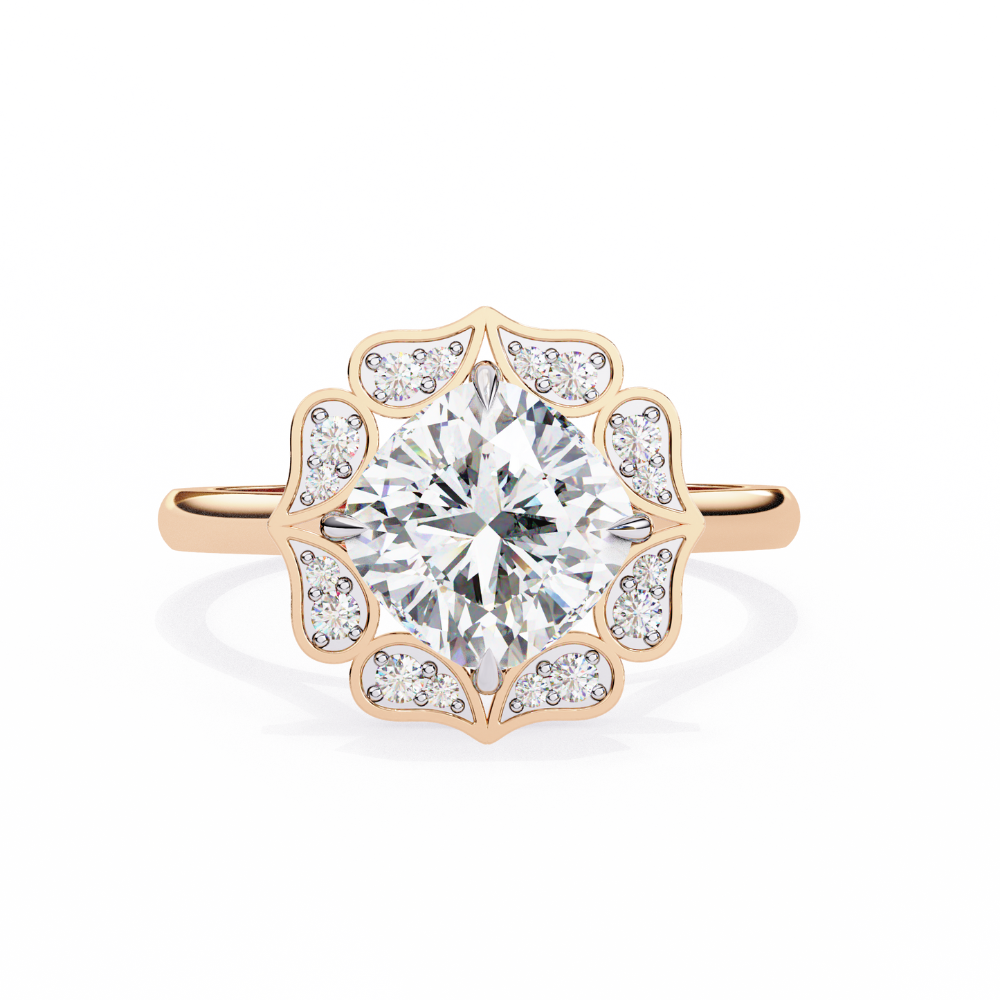 Liliana - 3.36ct Cushion-Cut Solitaire Engagement Ring with Halo and Studded Band