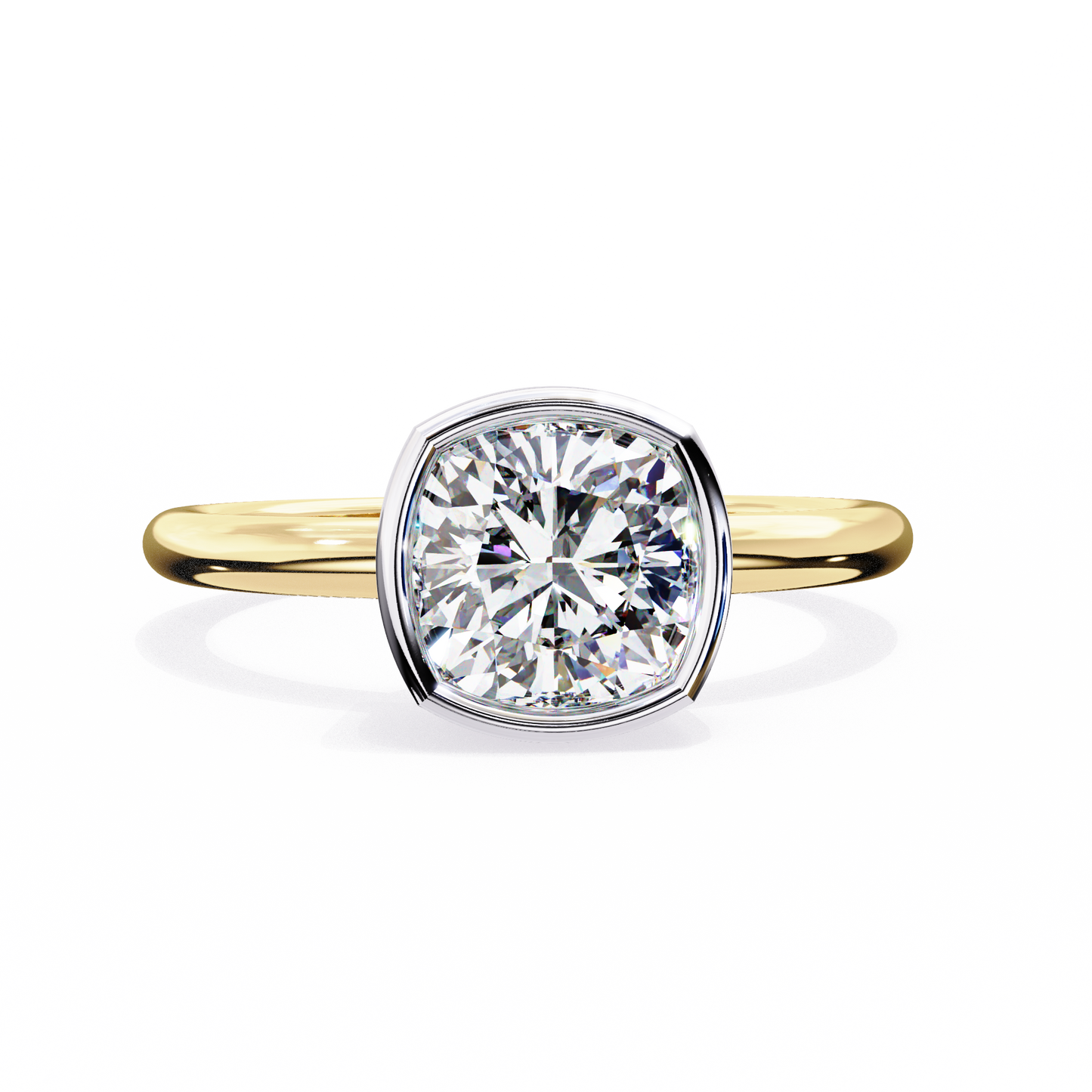 Evie - 1.8ct Cushion-Cut Solitaire Engagement Ring with Bezel Setting