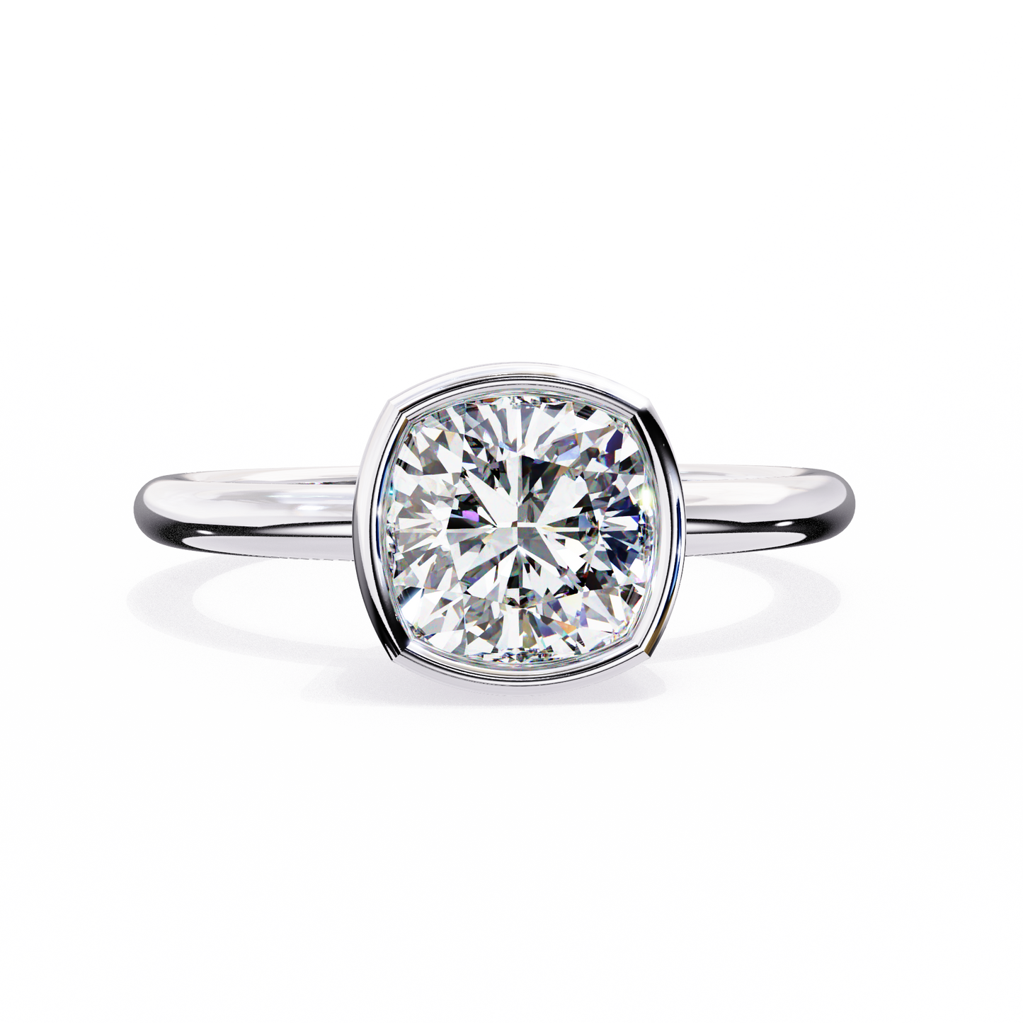Evie - 1.8ct Cushion-Cut Solitaire Engagement Ring with Bezel Setting