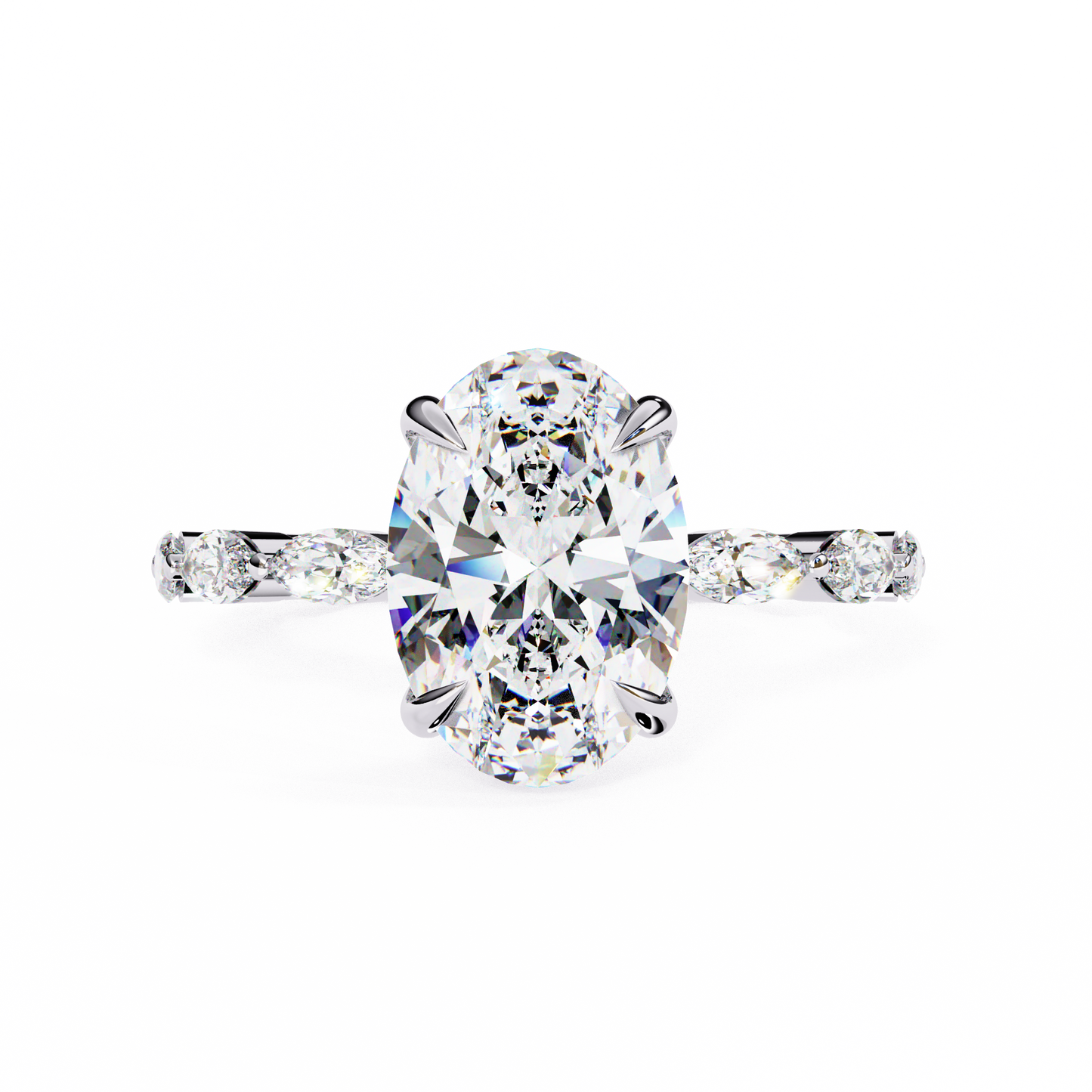 Noelle - 2.5ct Oval-Cut Solitaire Engagement Ring with Studded Band