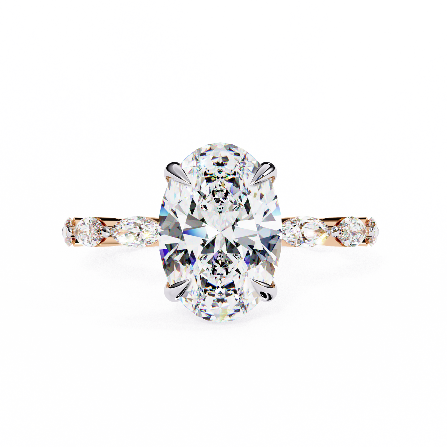 Noelle - 2.5ct Oval-Cut Solitaire Engagement Ring with Studded Band