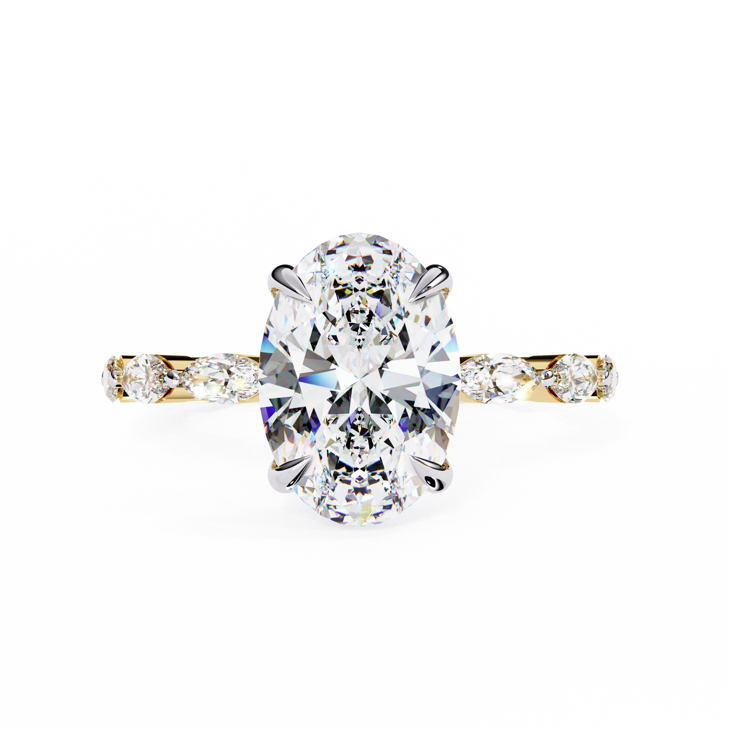 Noelle - 2.5ct Oval-Cut Solitaire Engagement Ring with Studded Band