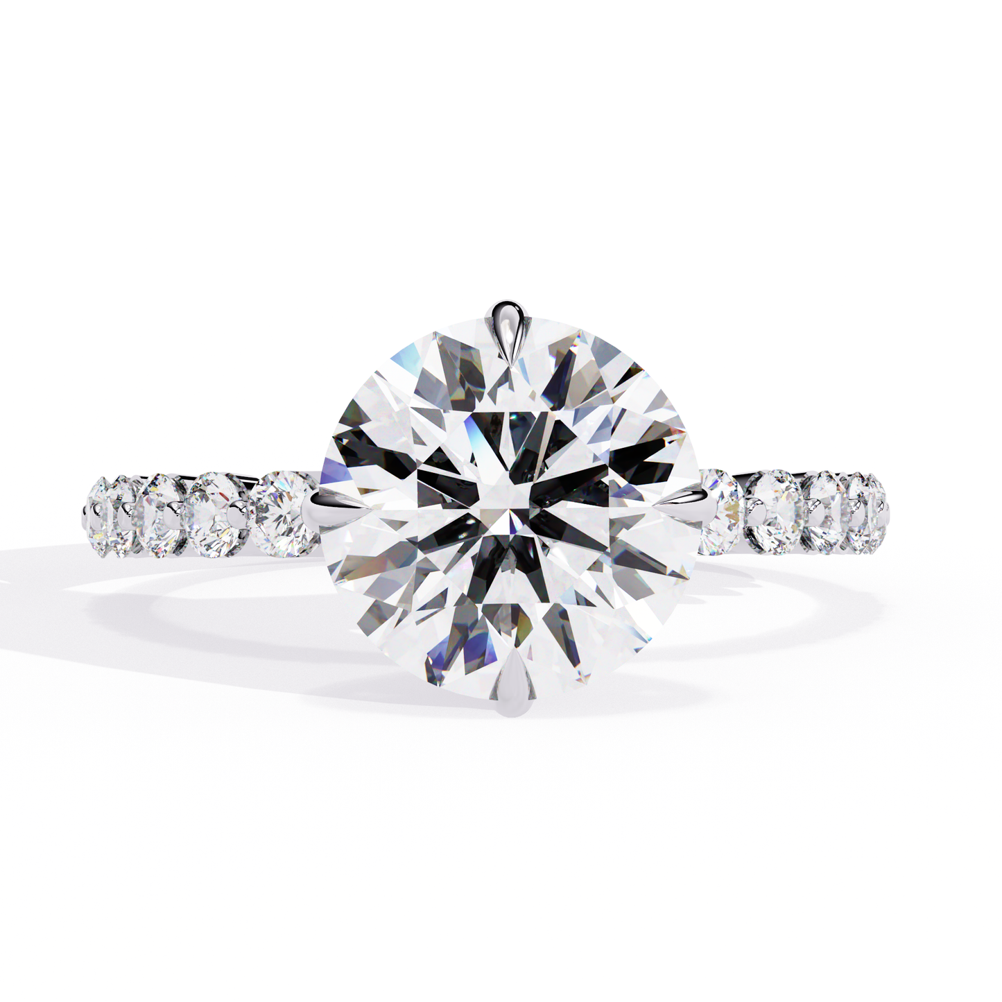 Sage - 1.9ct Round-Cut Solitaire Engagement Ring with Studded Hidden Halo