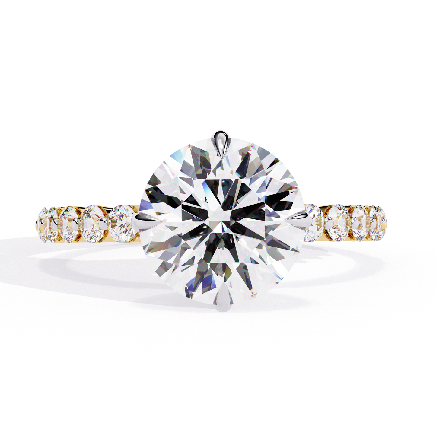 Sage - 1.9ct Round-Cut Solitaire Engagement Ring with Studded Hidden Halo