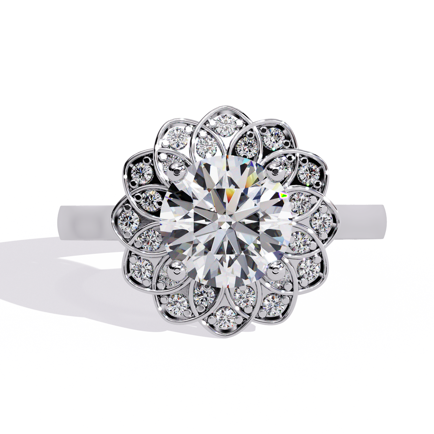 Tessa - 1.45ct Round-Cut Halo Engagement Ring with Classic Setting