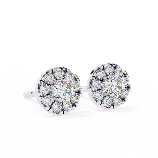 Lily - 0.26ct TW Round-Cut Diamond Halo Stud Earrings