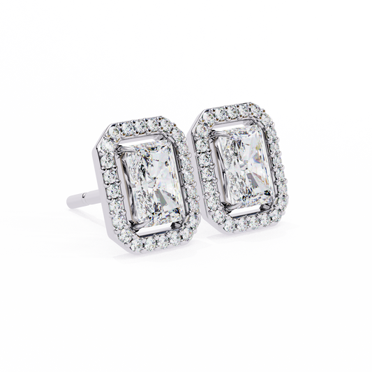 Gianna - 0.96ct TW Radiant-Cut Diamond Halo Stud Earrings