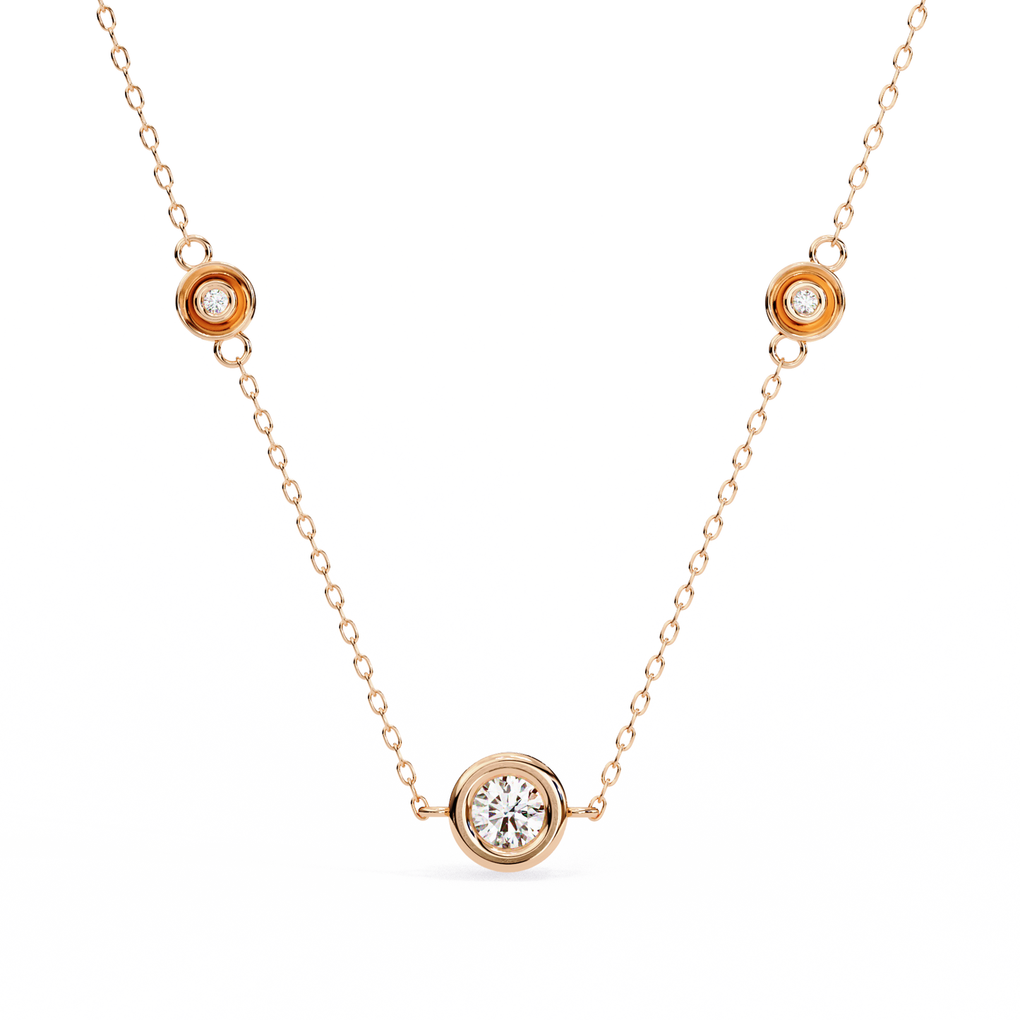 Jade - 0.069ct Total Diamond Weight Solitaire Bezel Pendant