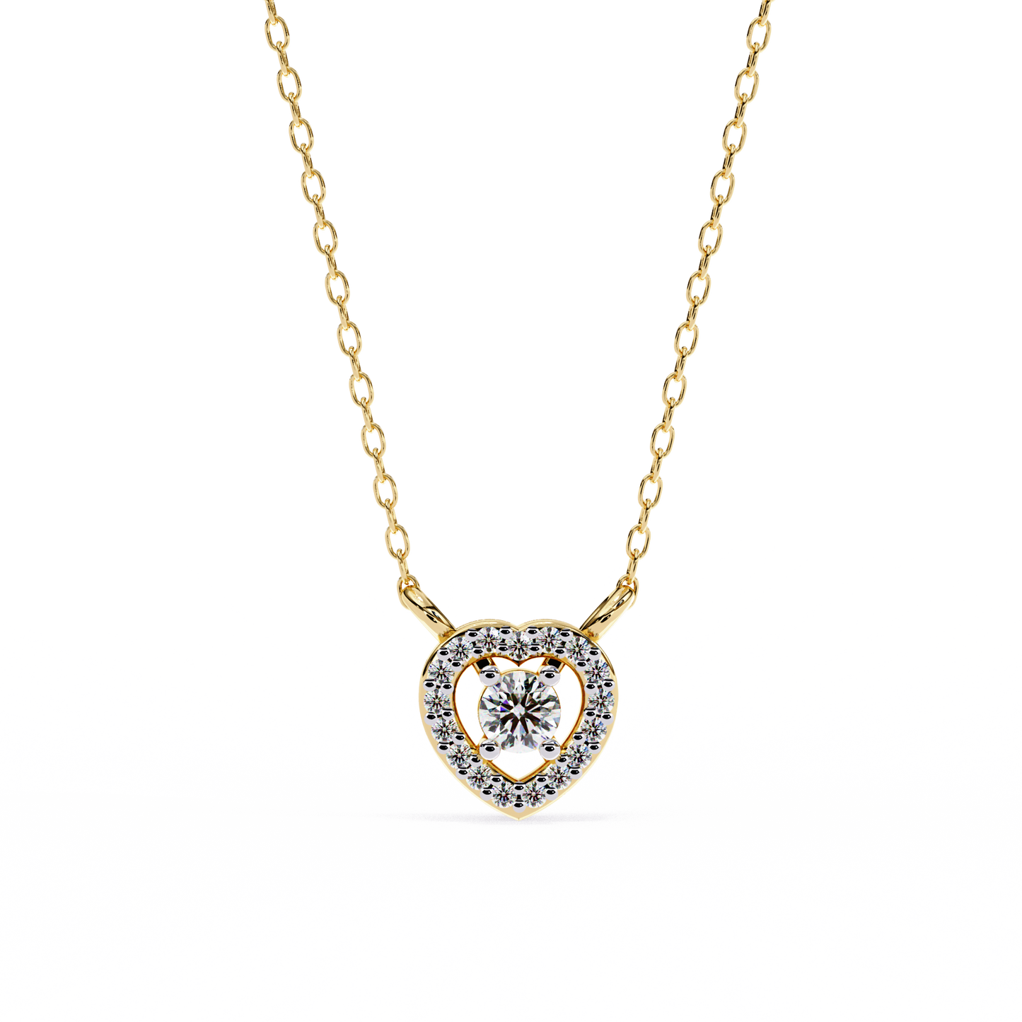 Gabriella - 0.165ct Total Diamond Weight Round-Cut Heart Halo Pendant