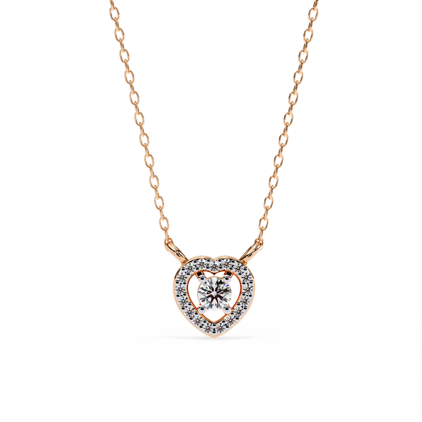 Gabriella - 0.165ct Total Diamond Weight Round-Cut Heart Halo Pendant