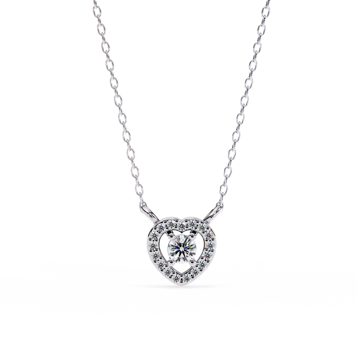 Gabriella - 0.165ct Total Diamond Weight Round-Cut Heart Halo Pendant
