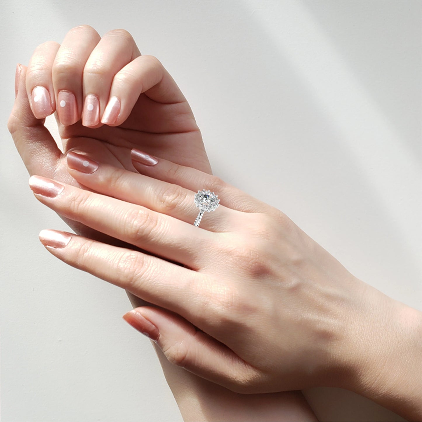 Diana - 0.45ct Oval-Cut Halo Engagement Ring