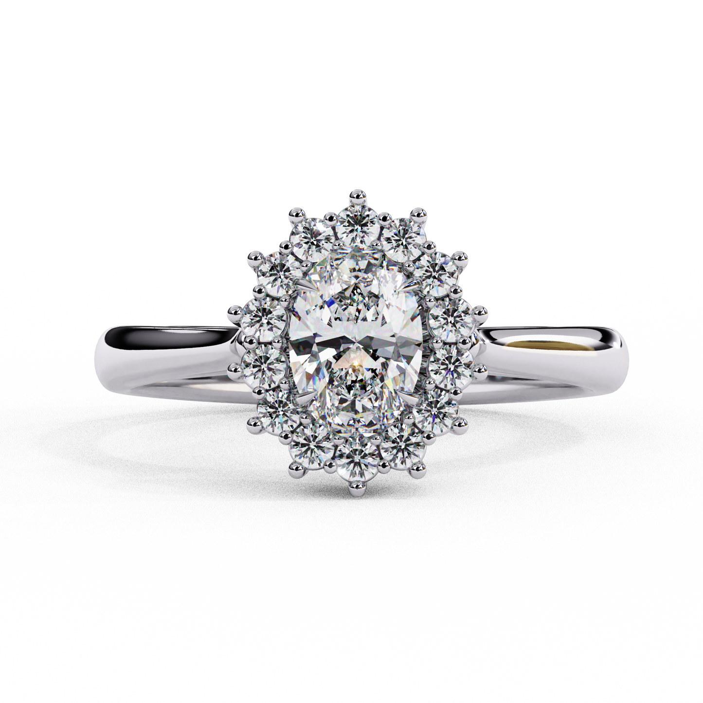 Diana - 0.45ct Oval-Cut Halo Engagement Ring
