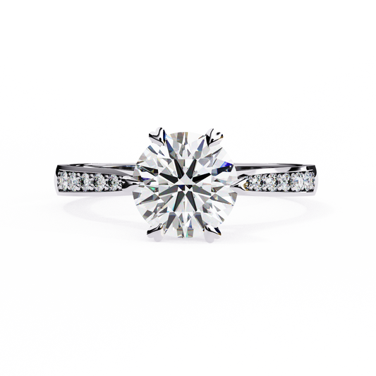 Helena - 1.3ct Round-Cut Solitaire Engagement Ring with Studded Band