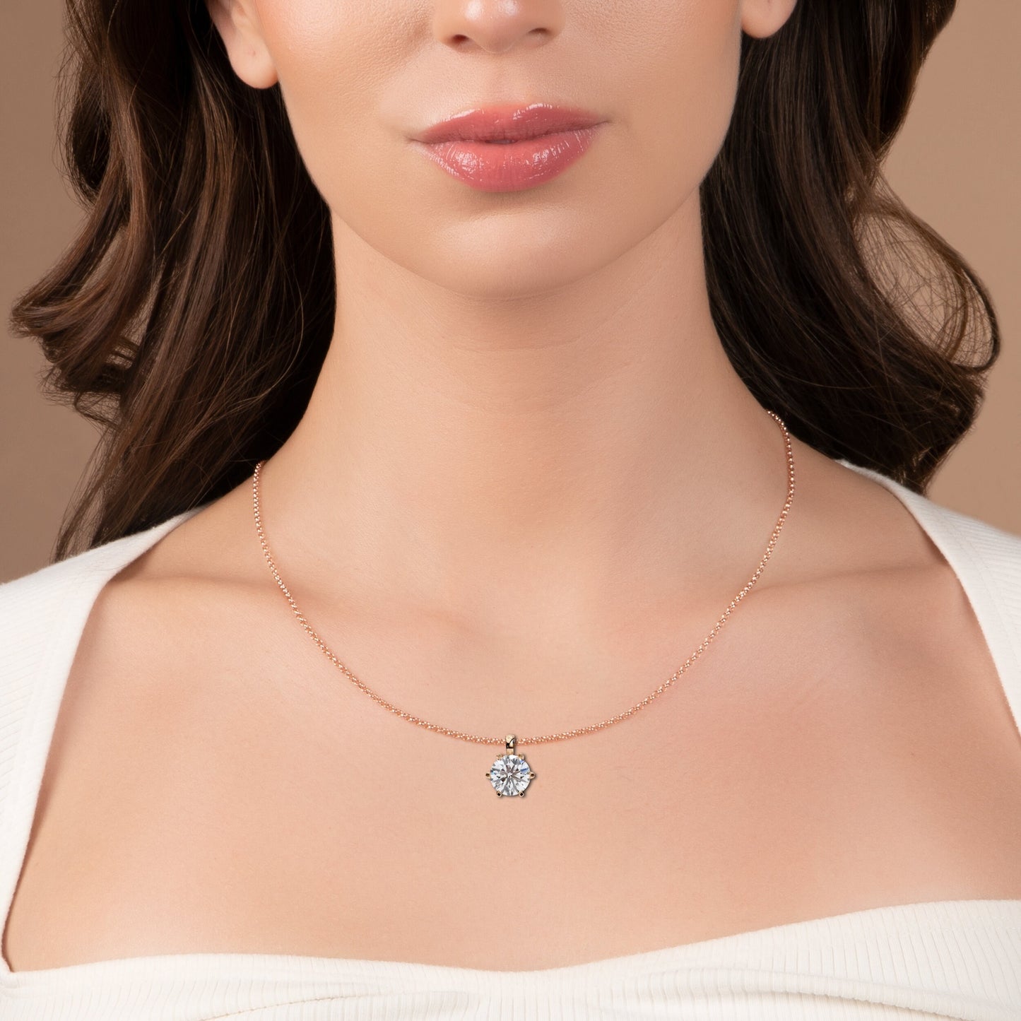 Natalie - 2.2ct Solitaire Round Diamond Pendant with 6-Prong Setting