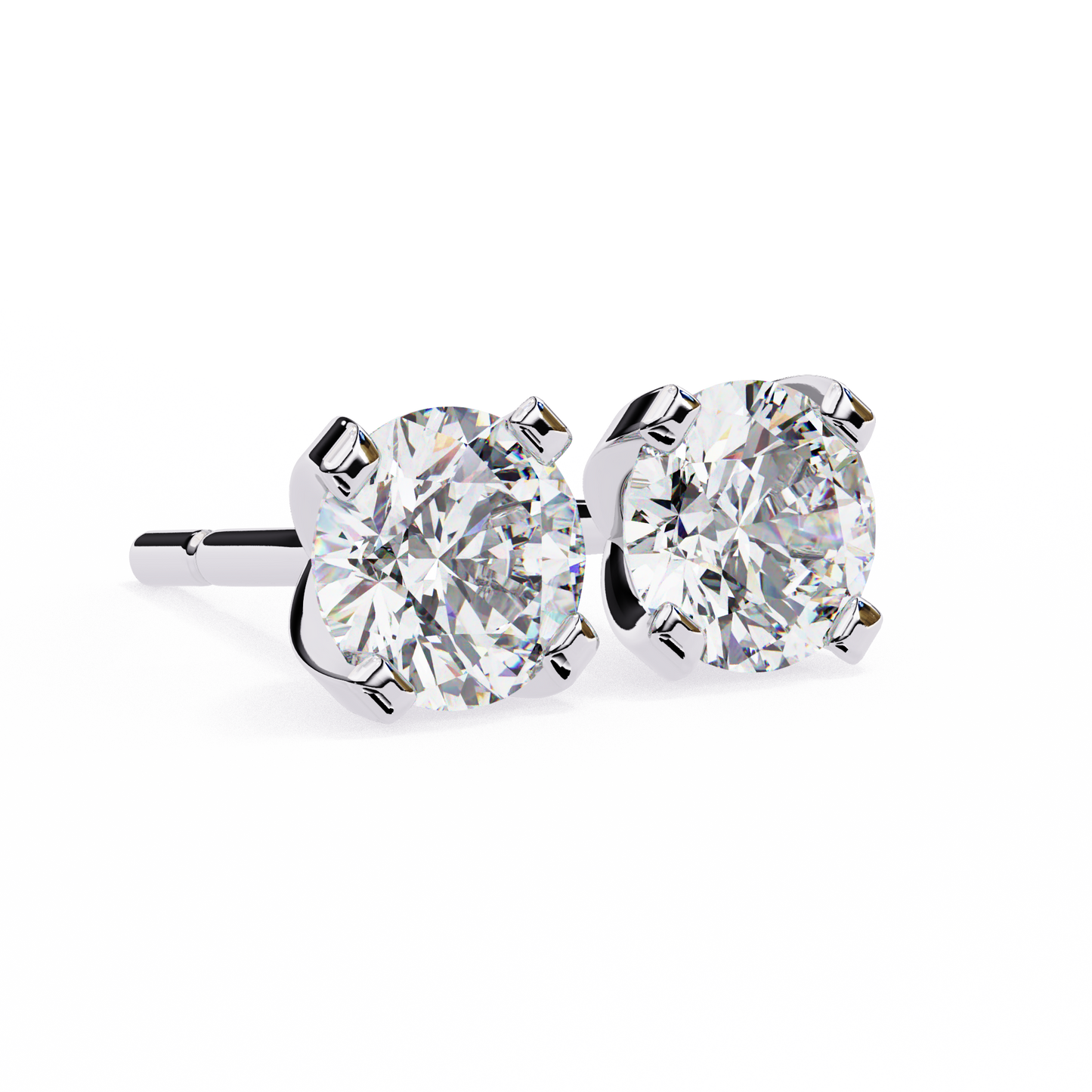 Luna - 2.57ct TW Round-Cut Diamond Stud Earrings