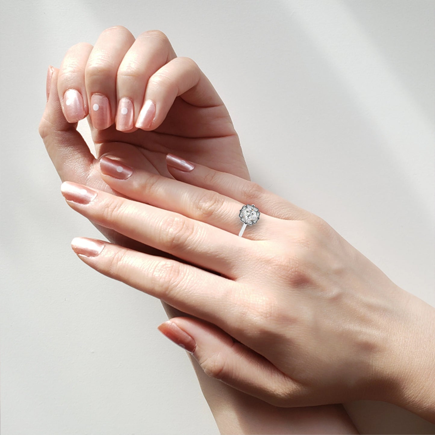 Liliana - 3.36ct Cushion-Cut Solitaire Engagement Ring with Halo and Studded Band