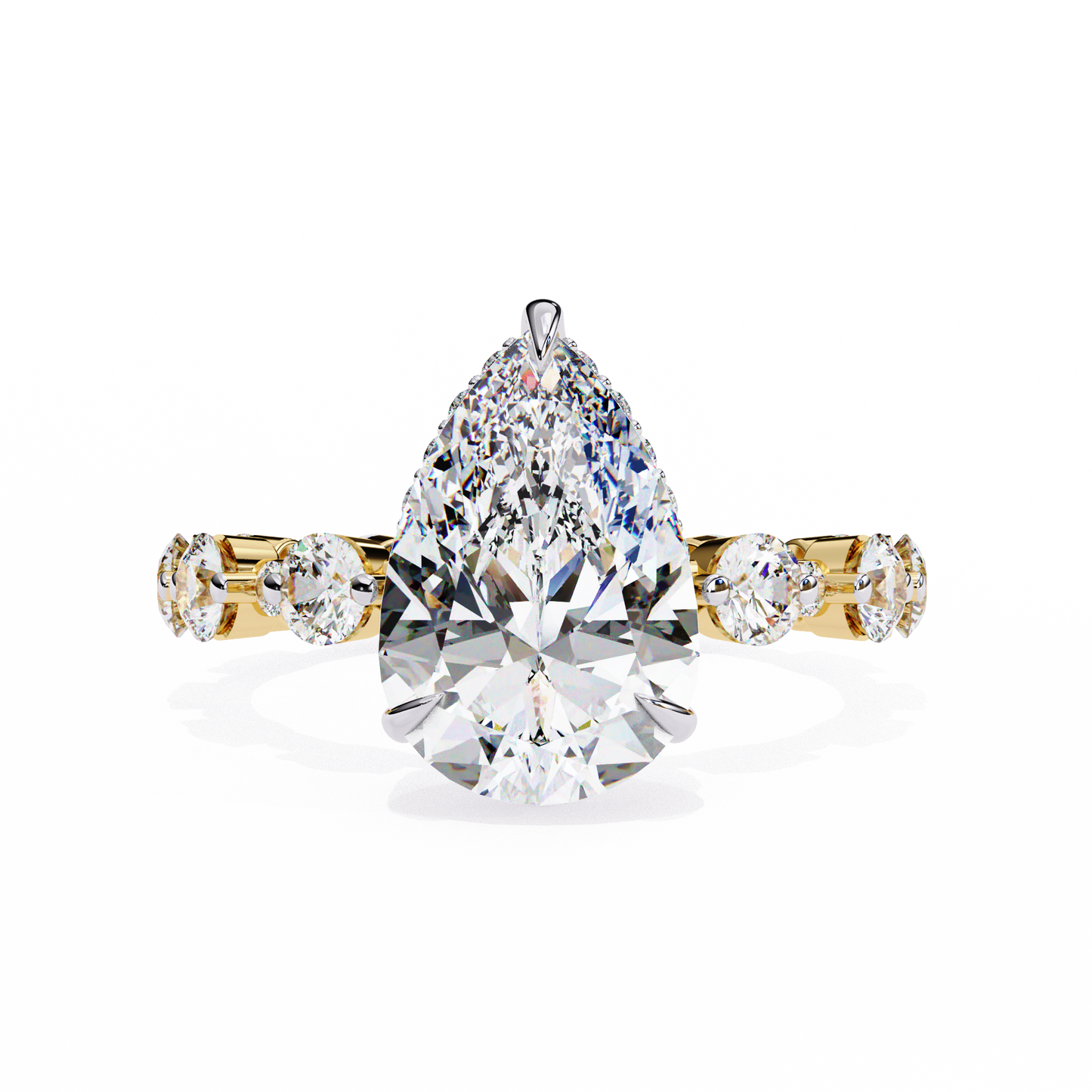 Lucia - 3.0ct Pear-Cut Solitaire Engagement Ring with Hidden Halo