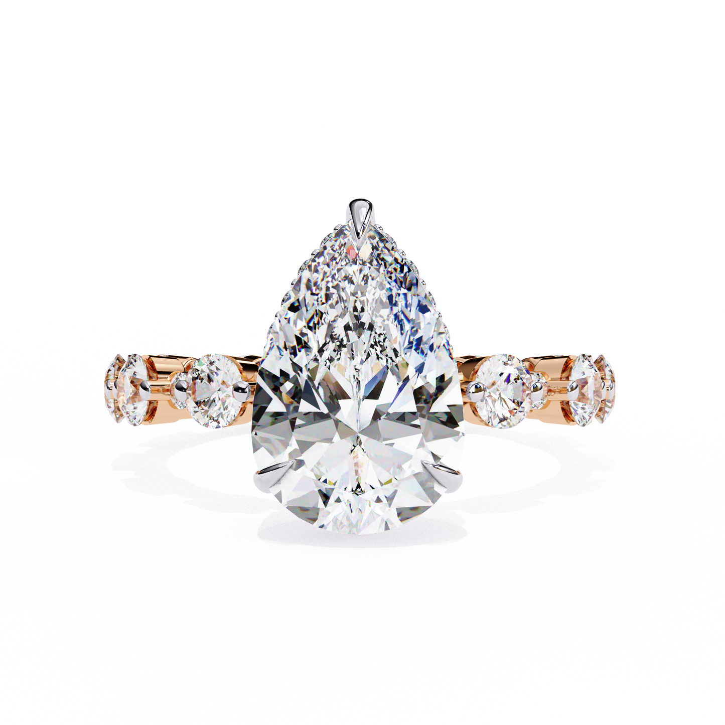 Lucia - 3.0ct Pear-Cut Solitaire Engagement Ring with Hidden Halo