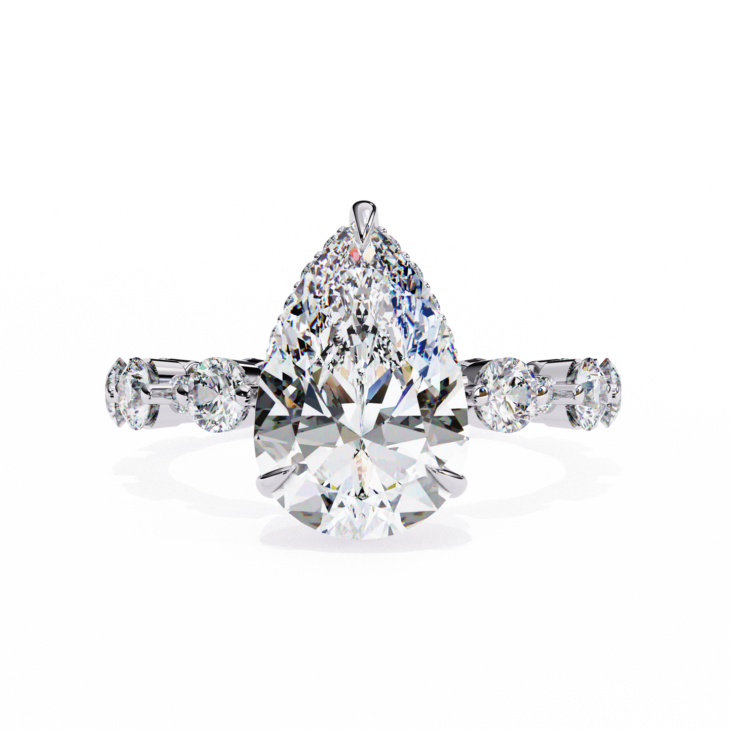 Lucia - 3.0ct Pear-Cut Solitaire Engagement Ring with Hidden Halo