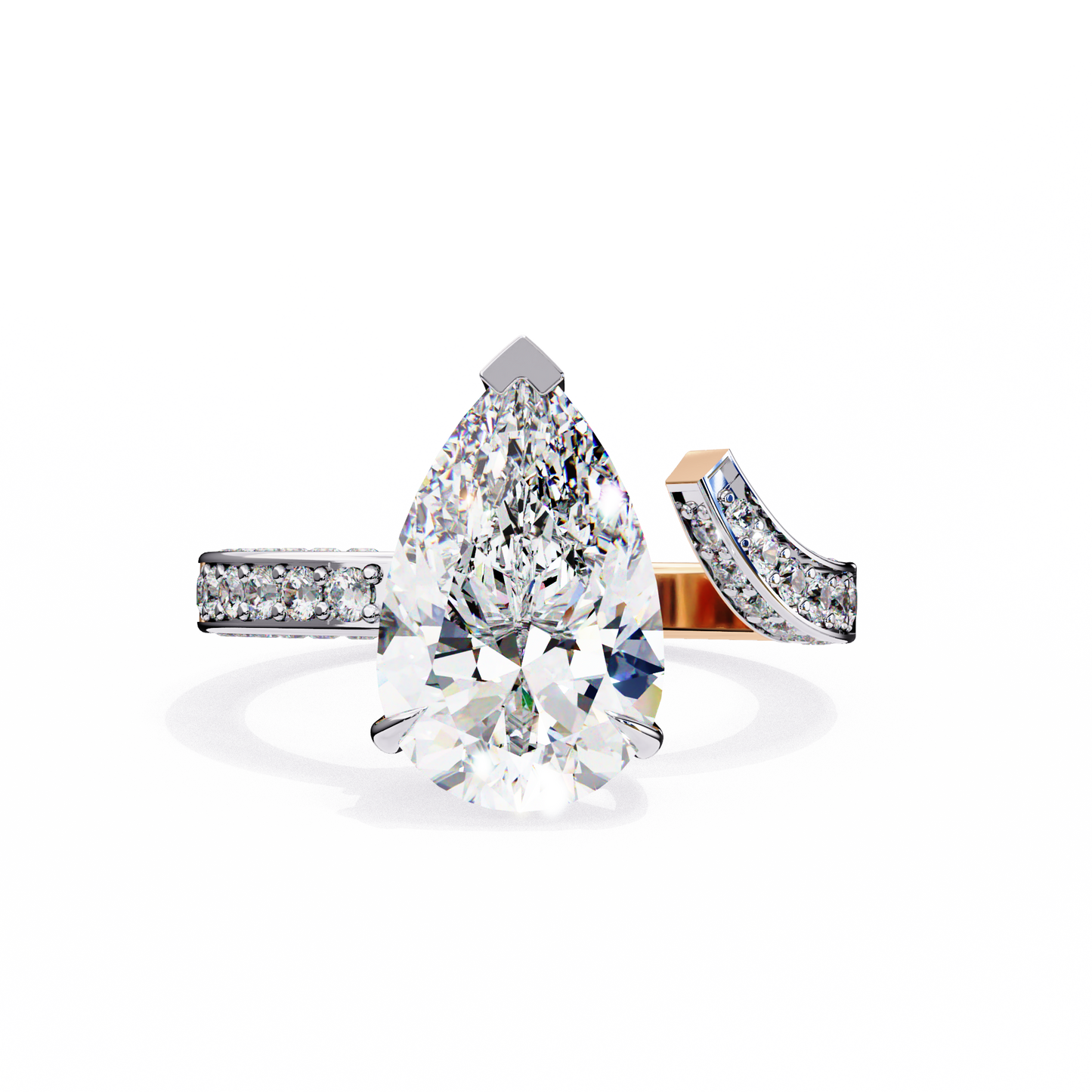 Mariposa - 3.0ct Pear-Cut Solitaire Engagement Ring with Studded Band