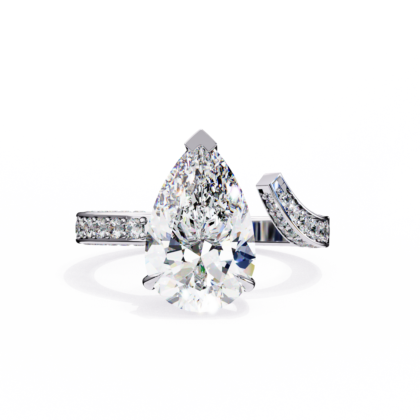 Mariposa - 3.0ct Pear-Cut Solitaire Engagement Ring with Studded Band